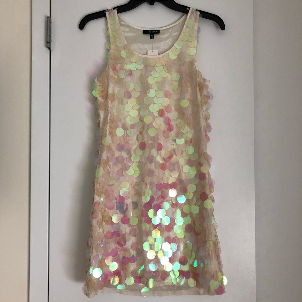Topshop Iridescent Sequin Mini Dress